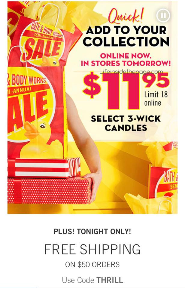 Bath & Body Works Flash Sale 11.95 Candle Sale Blog